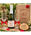Set De Cava Personalizado Con Dos Copas Grabadas Y Caja De Regalo