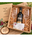 Set De Vino Personalizado Con Dos Copas Grabadas Y Caja De Regalo