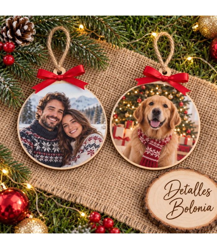 Bolas De Navidad De Madera Personalizadas Con Foto