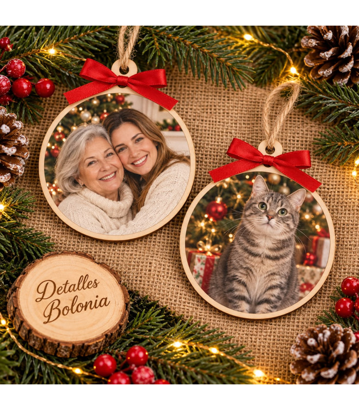 Bolas De Navidad De Madera Personalizadas Con Foto
