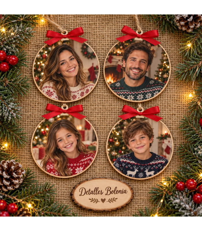 Bolas De Navidad De Madera Personalizadas Con Foto